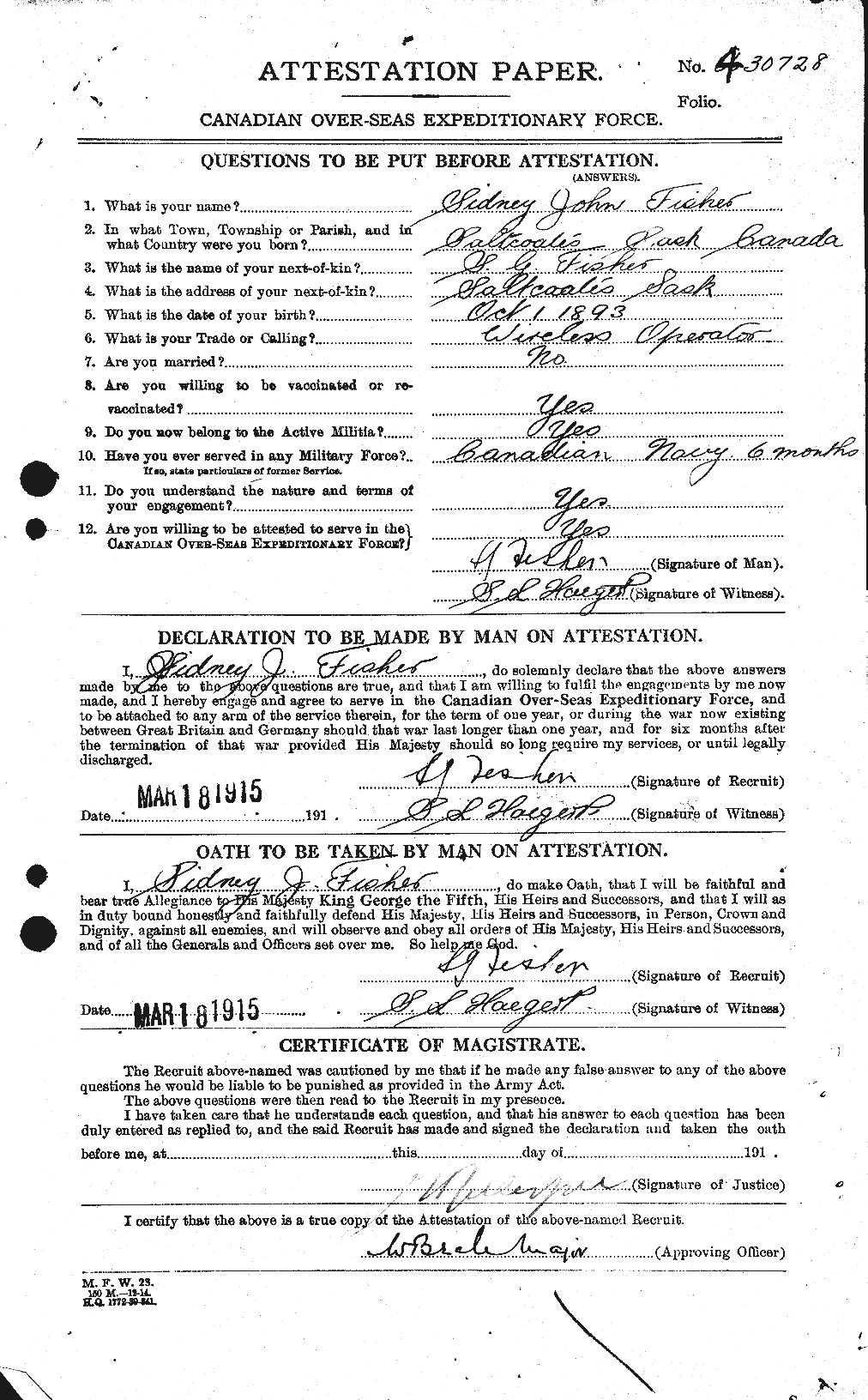Personnel Records of the First World War - CEF 322348a