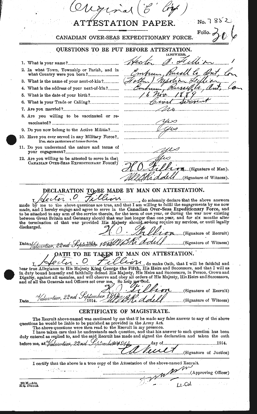 Personnel Records of the First World War - CEF 322702a