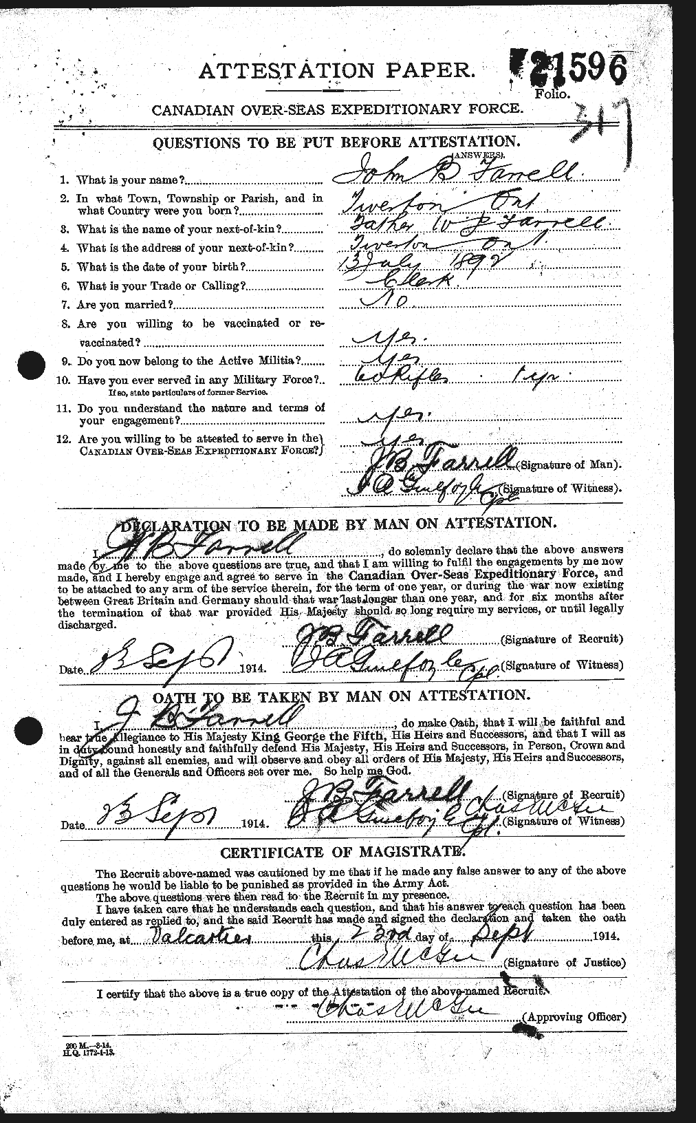 Personnel Records of the First World War - CEF 323137a