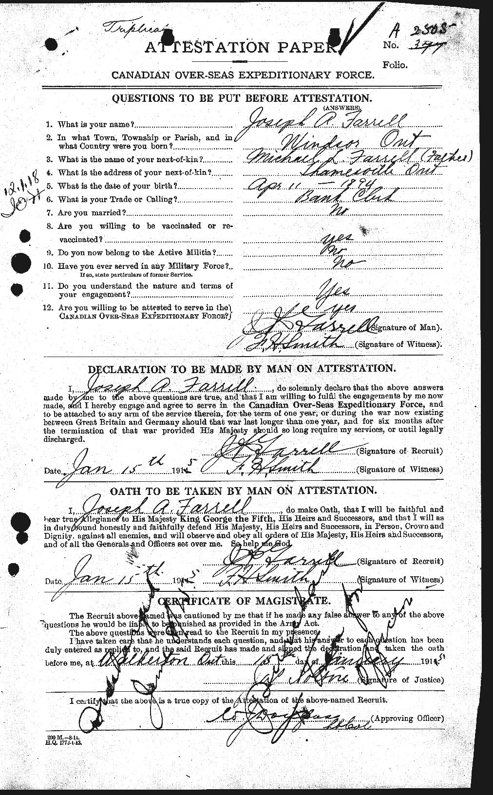 Personnel Records of the First World War - CEF 323156a