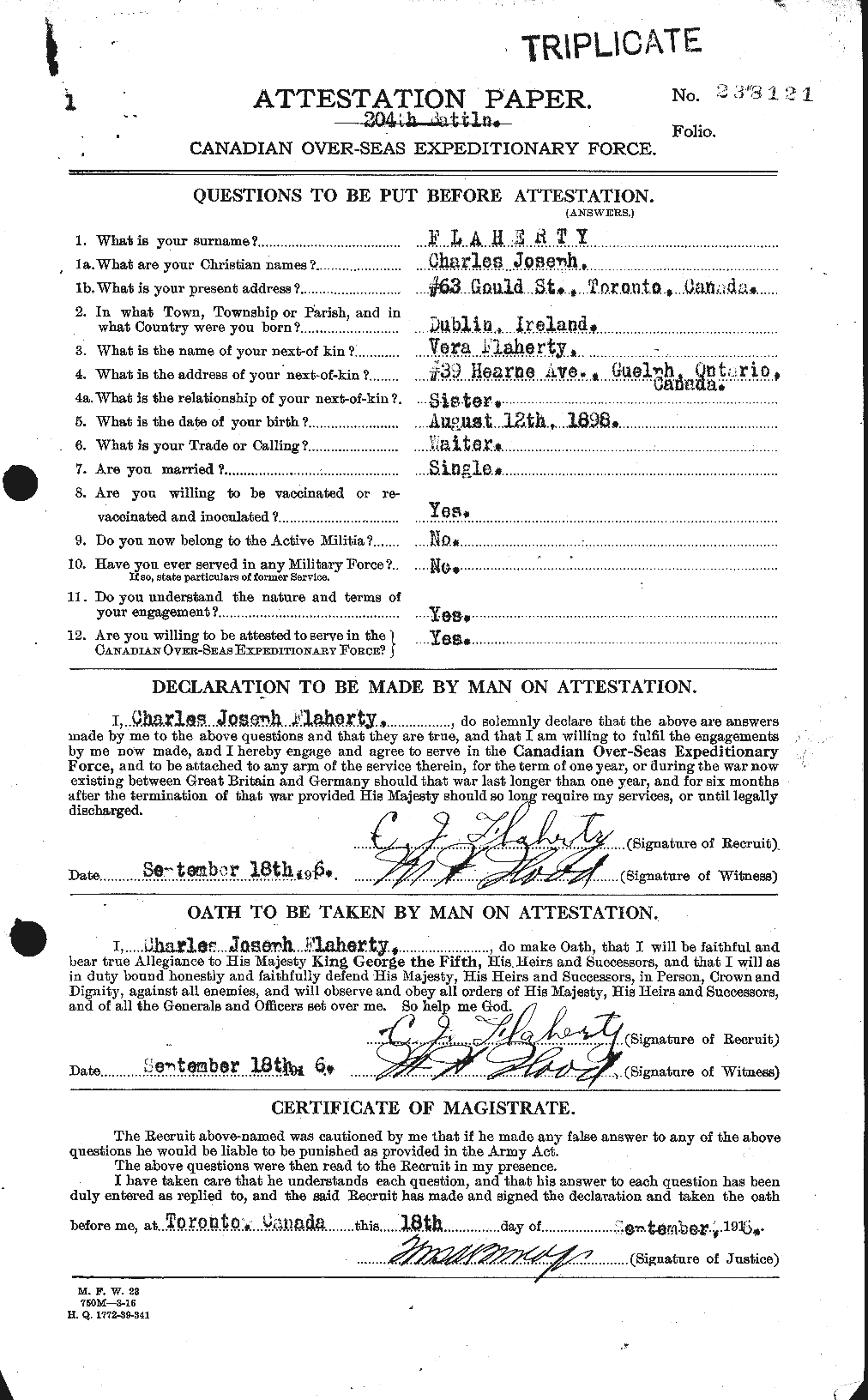 Personnel Records of the First World War - CEF 323347a
