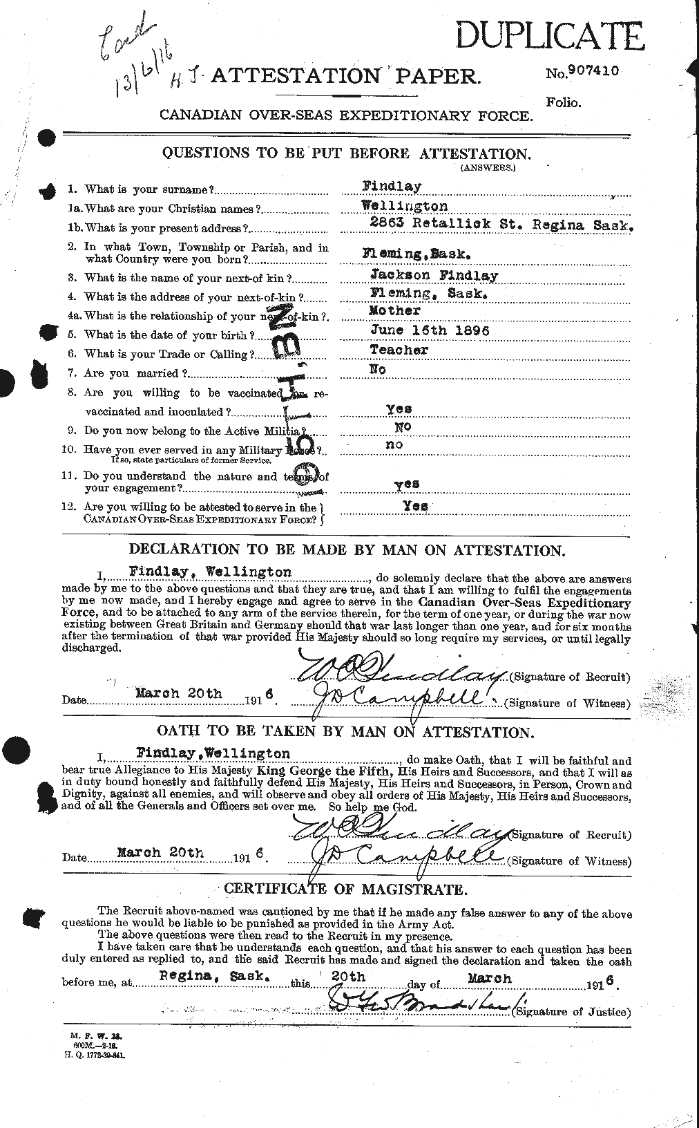 Personnel Records of the First World War - CEF 323885a