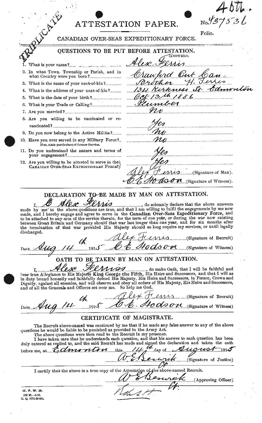 Personnel Records of the First World War - CEF 325144a