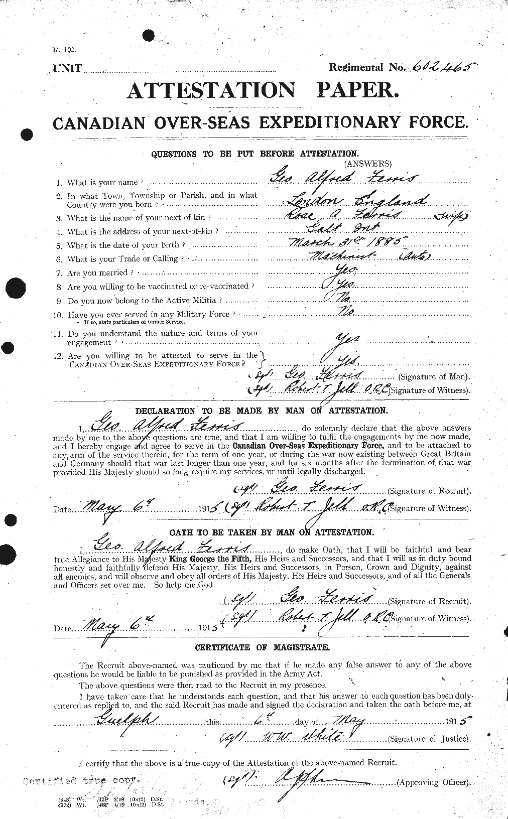 Personnel Records of the First World War - CEF 325182a