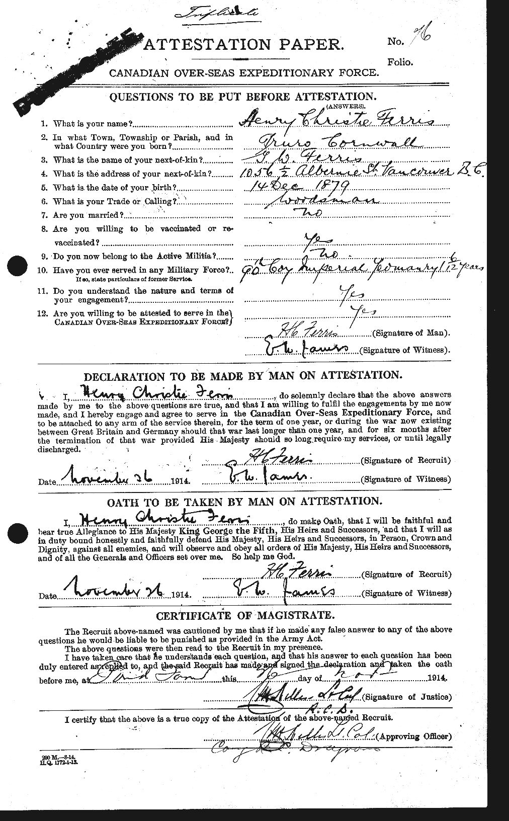 Personnel Records of the First World War - CEF 325200a