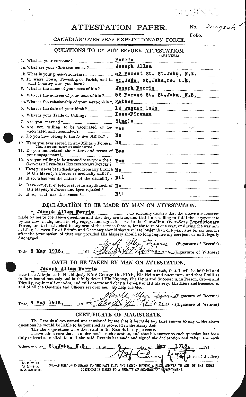 Personnel Records of the First World War - CEF 325221a