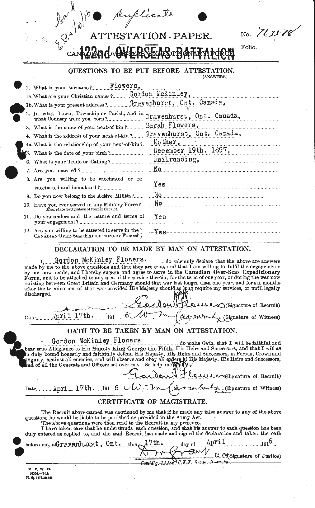 Personnel Records of the First World War - CEF 325430a