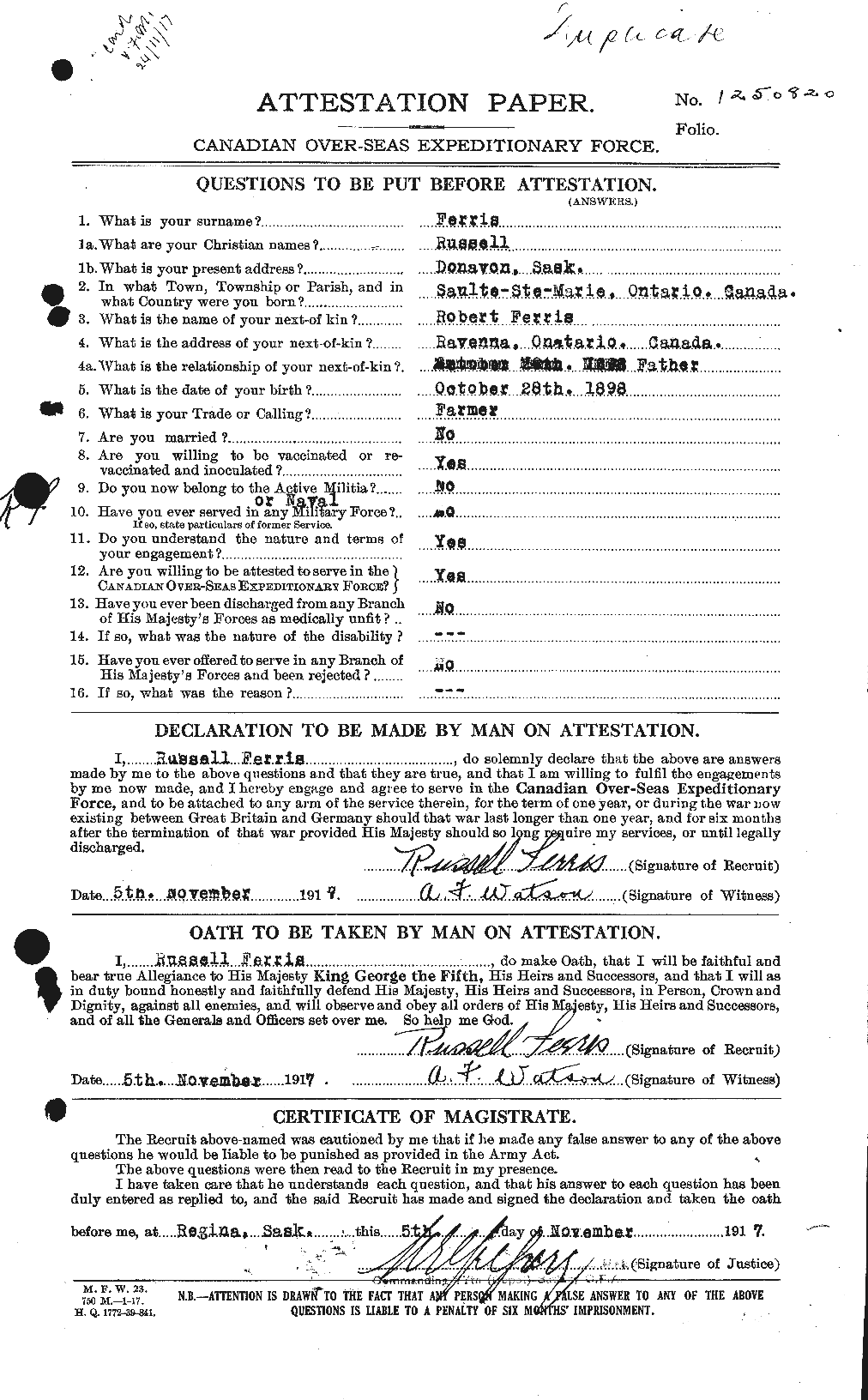 Personnel Records of the First World War - CEF 325763a
