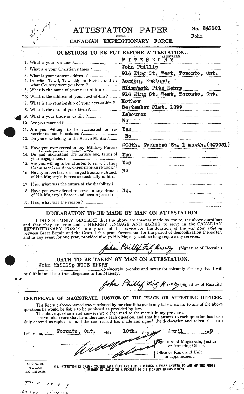 Personnel Records of the First World War - CEF 326724a