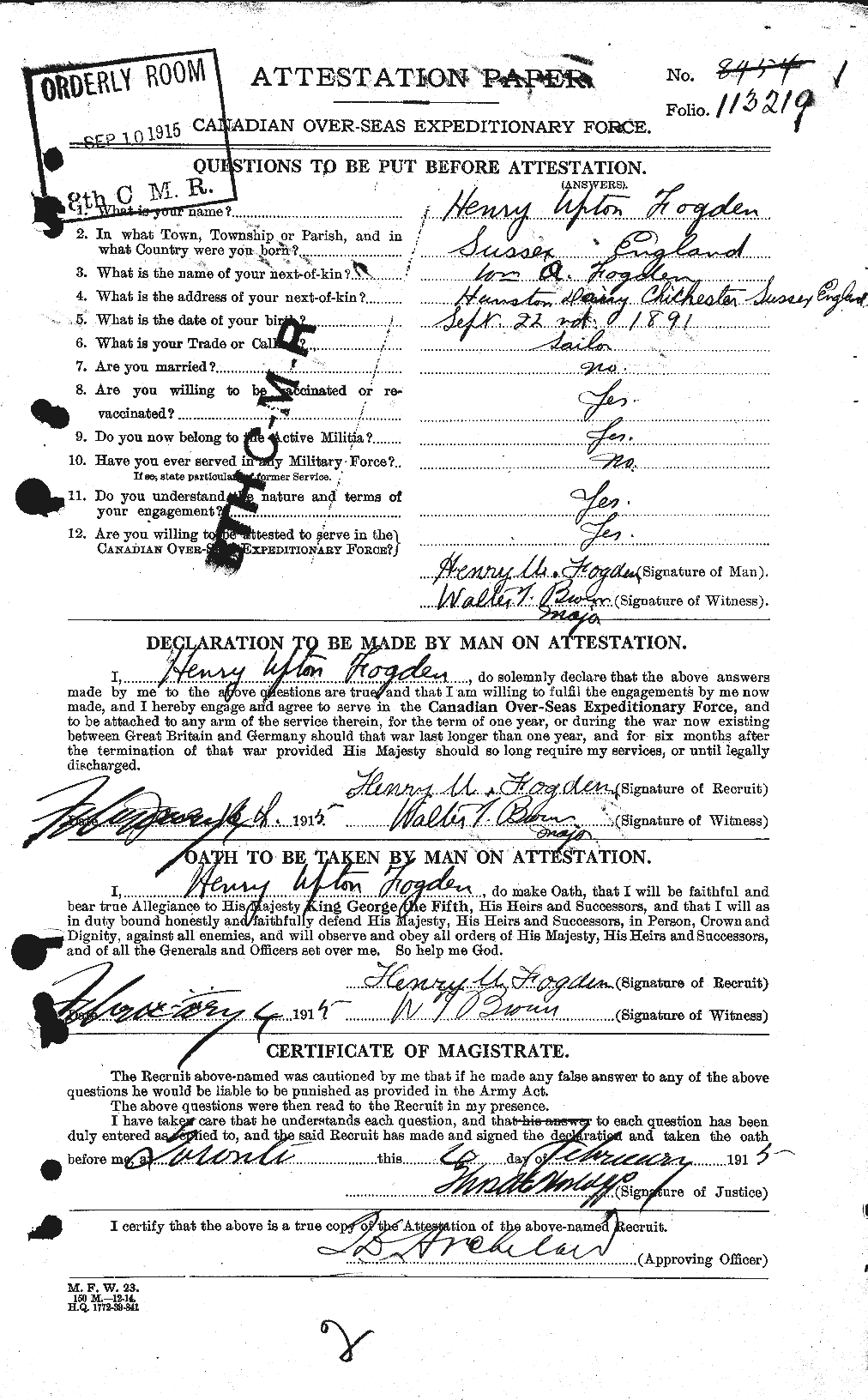Personnel Records of the First World War - CEF 328026a