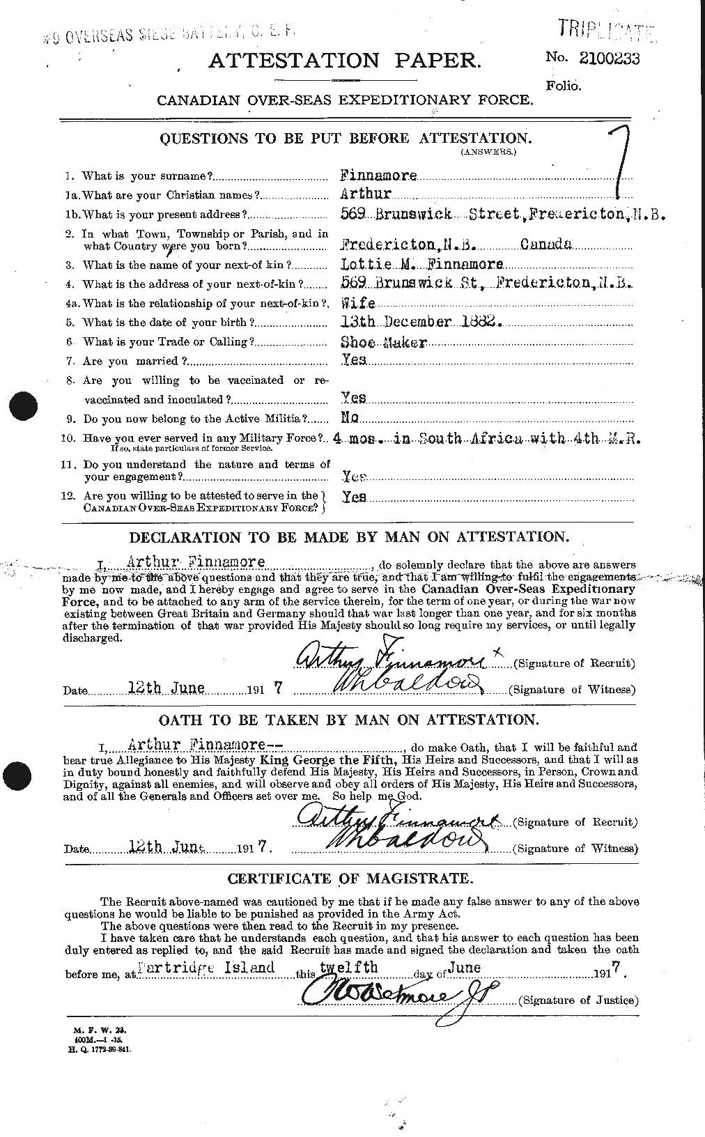 Personnel Records of the First World War - CEF 328535a