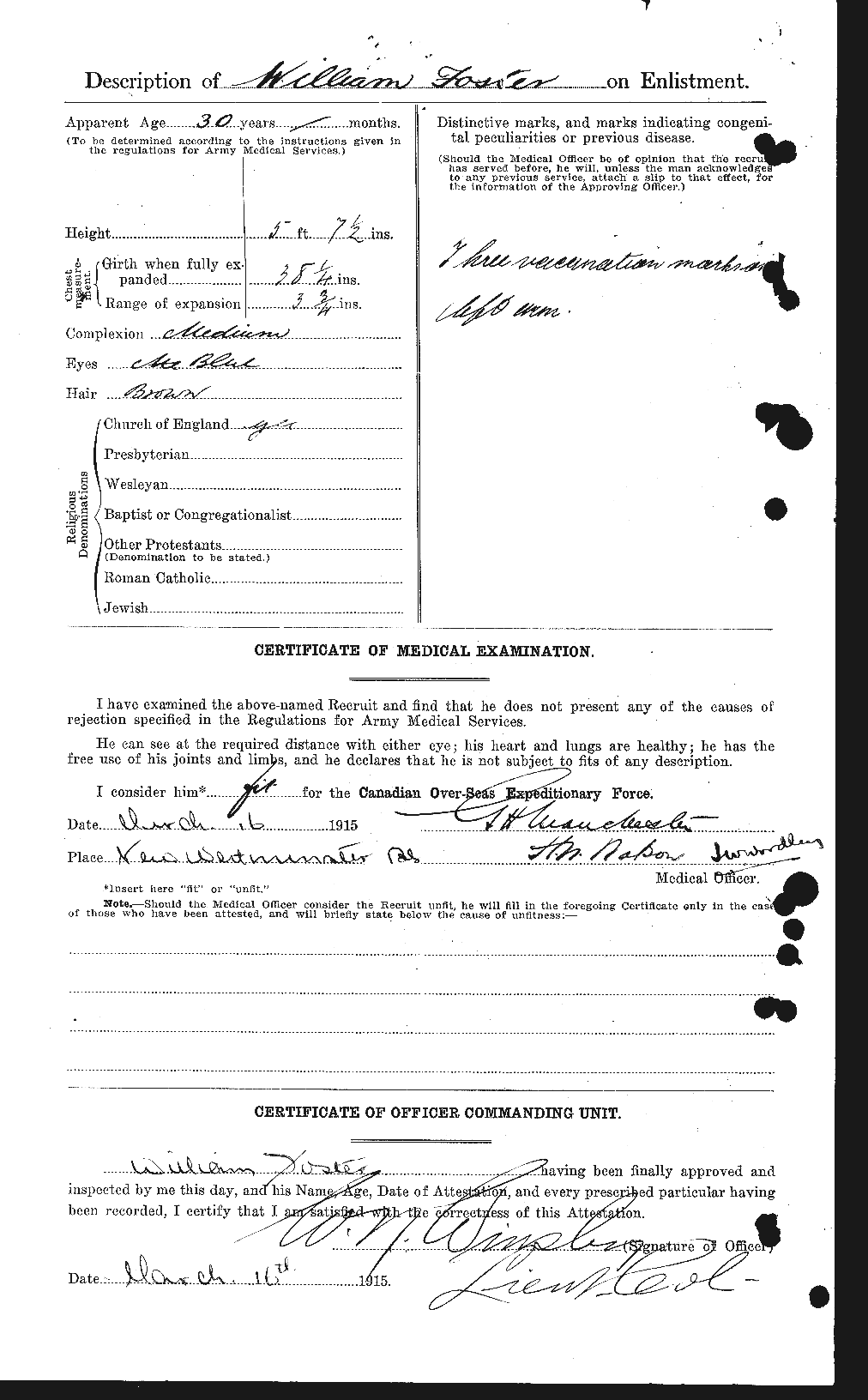 Dossiers du Personnel de la Première Guerre mondiale - CEC 328716b