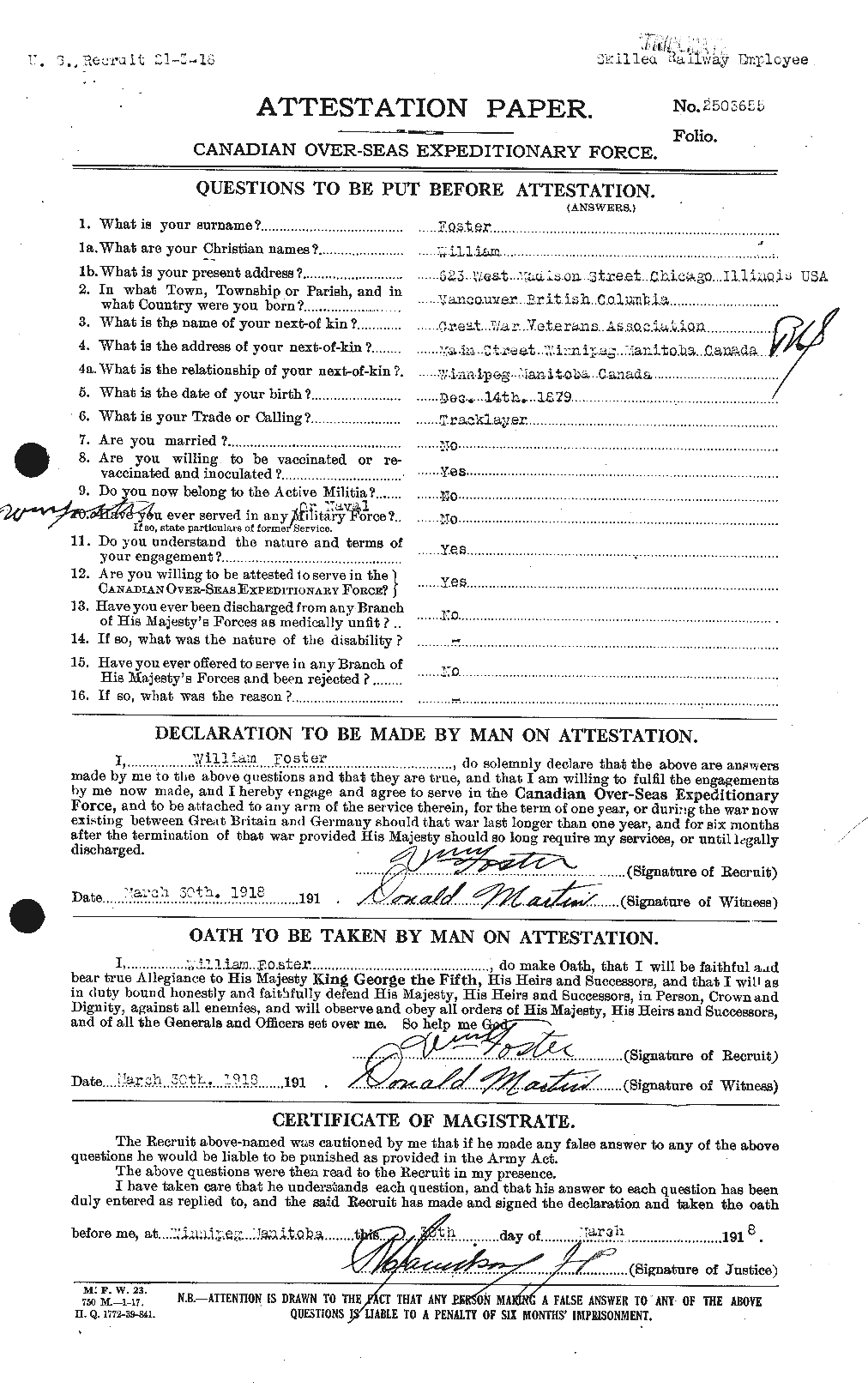 Personnel Records of the First World War - CEF 328718a