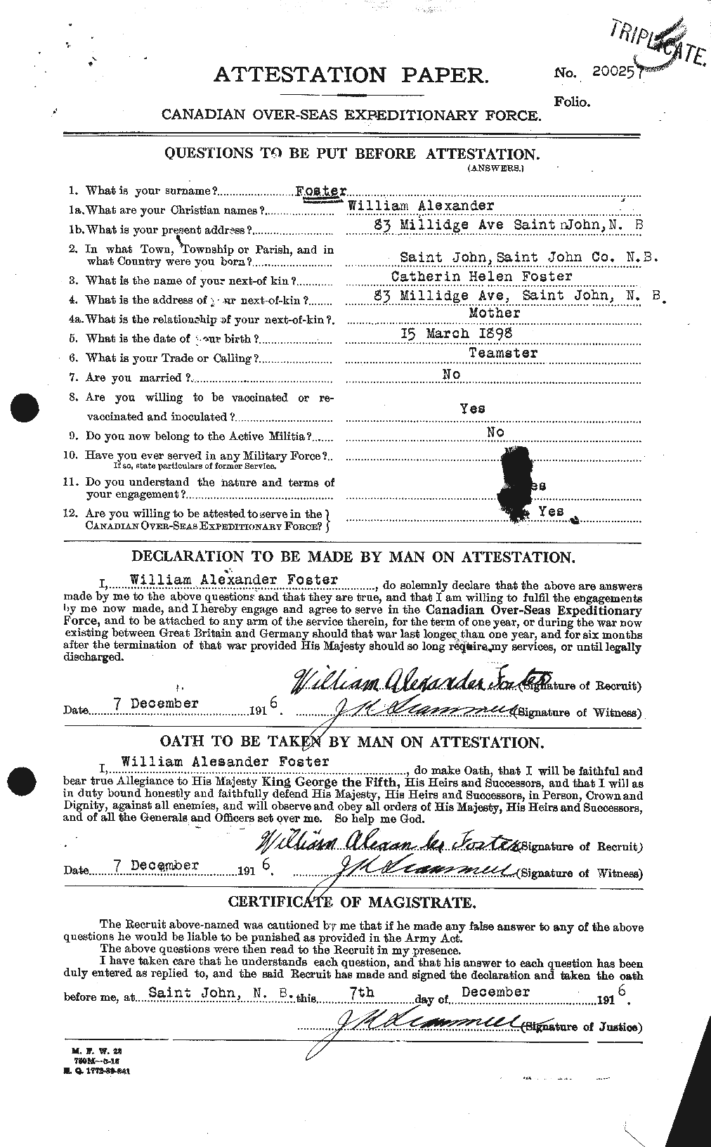 Dossiers du Personnel de la Première Guerre mondiale - CEC 328725a