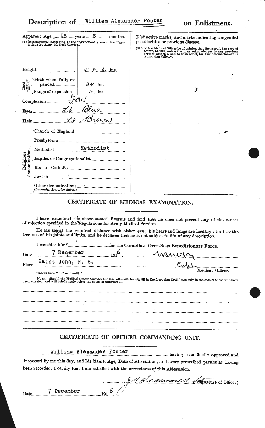 Dossiers du Personnel de la Première Guerre mondiale - CEC 328725b