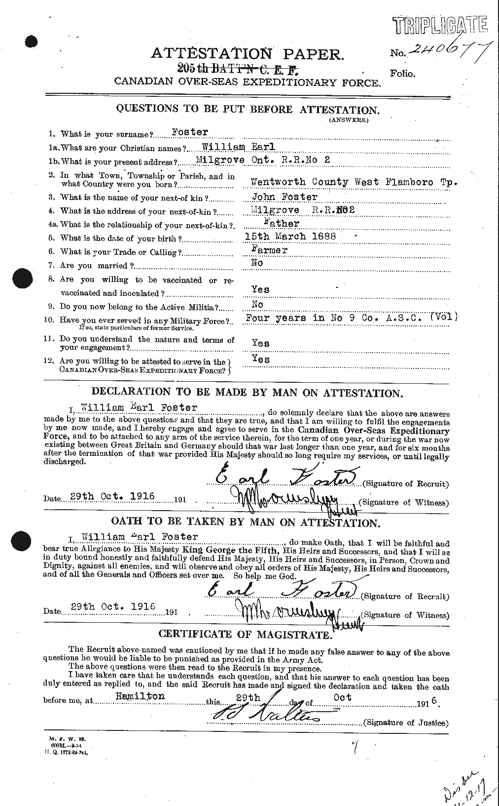 Dossiers du Personnel de la Première Guerre mondiale - CEC 328736a
