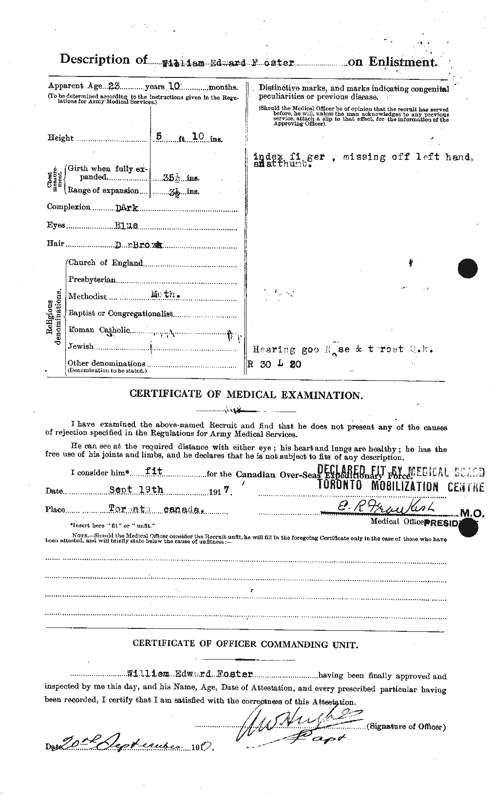Dossiers du Personnel de la Première Guerre mondiale - CEC 328738b
