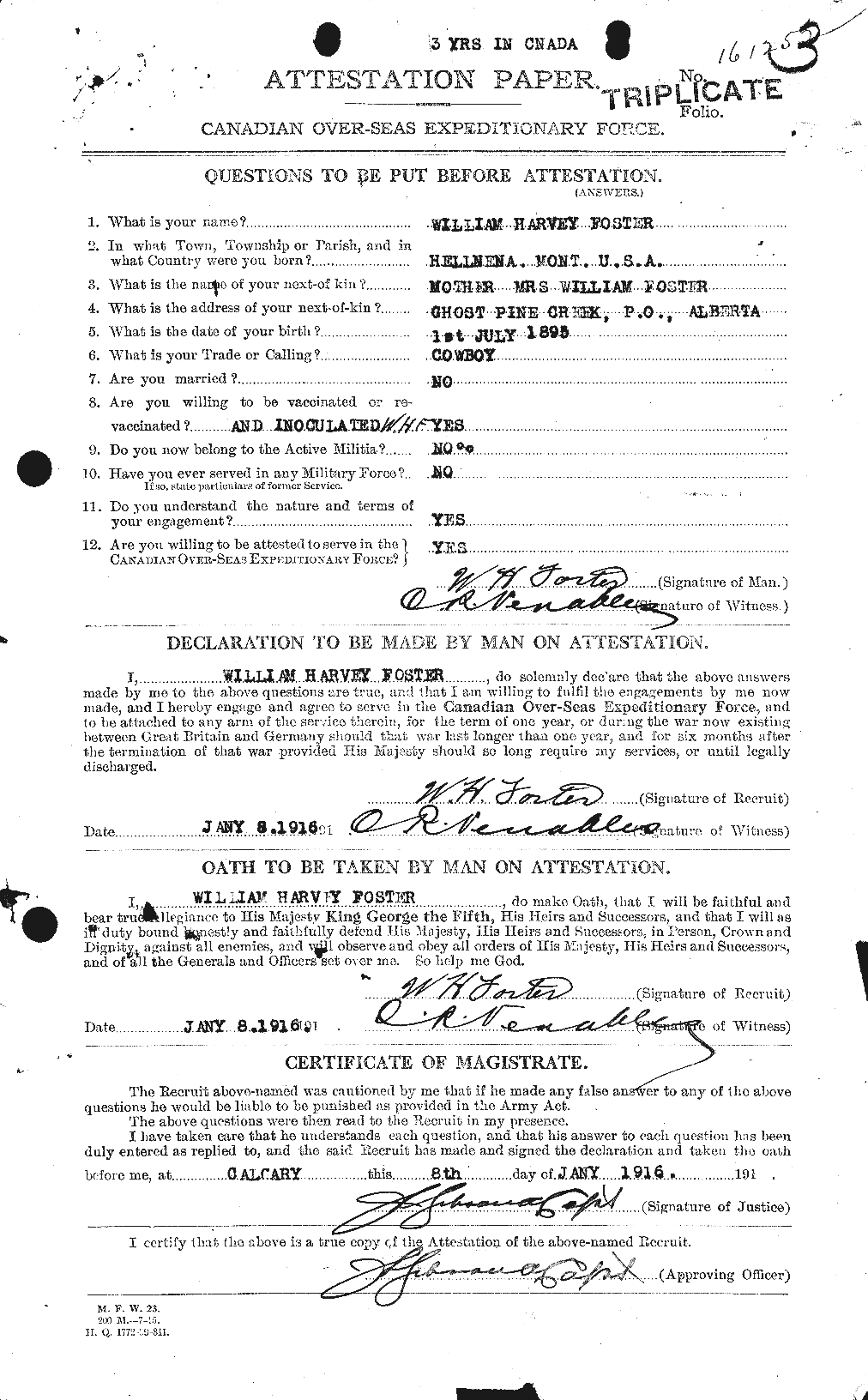 Dossiers du Personnel de la Première Guerre mondiale - CEC 328749a
