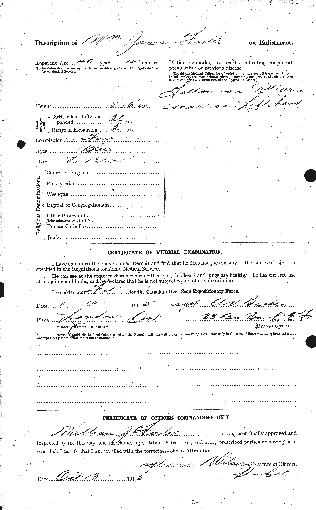Dossiers du Personnel de la Première Guerre mondiale - CEC 328758b