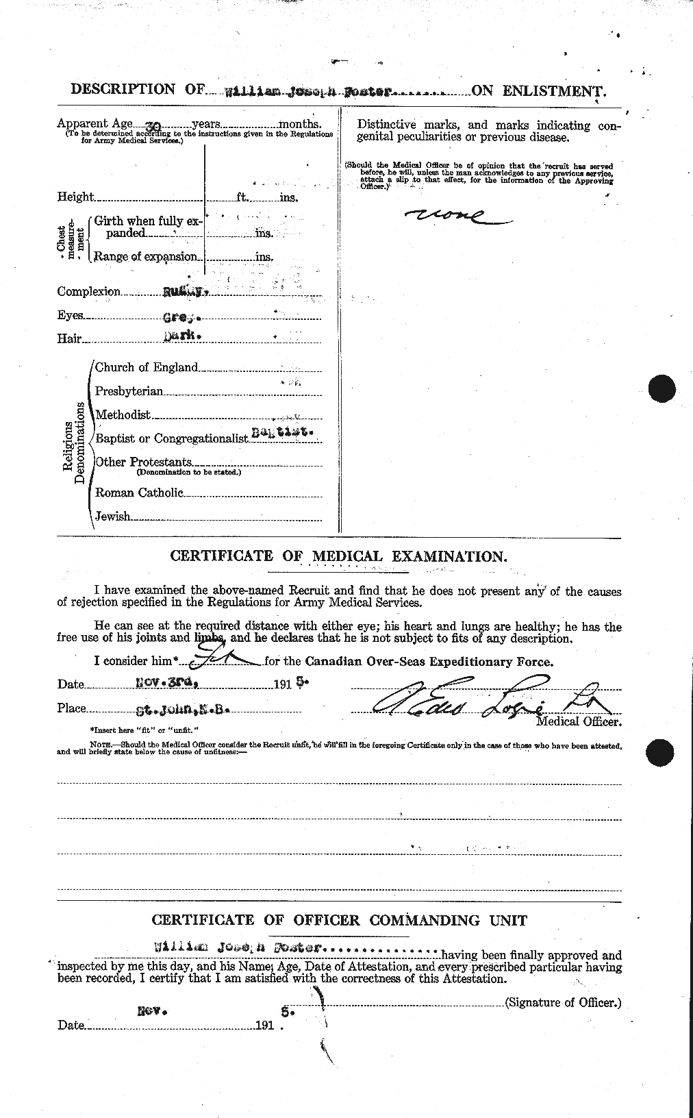 Dossiers du Personnel de la Première Guerre mondiale - CEC 328765b