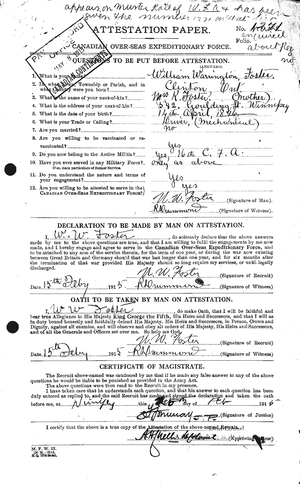 Personnel Records of the First World War - CEF 328775a