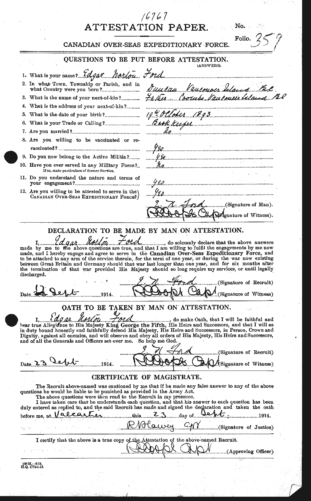 Personnel Records of the First World War - CEF 329182a