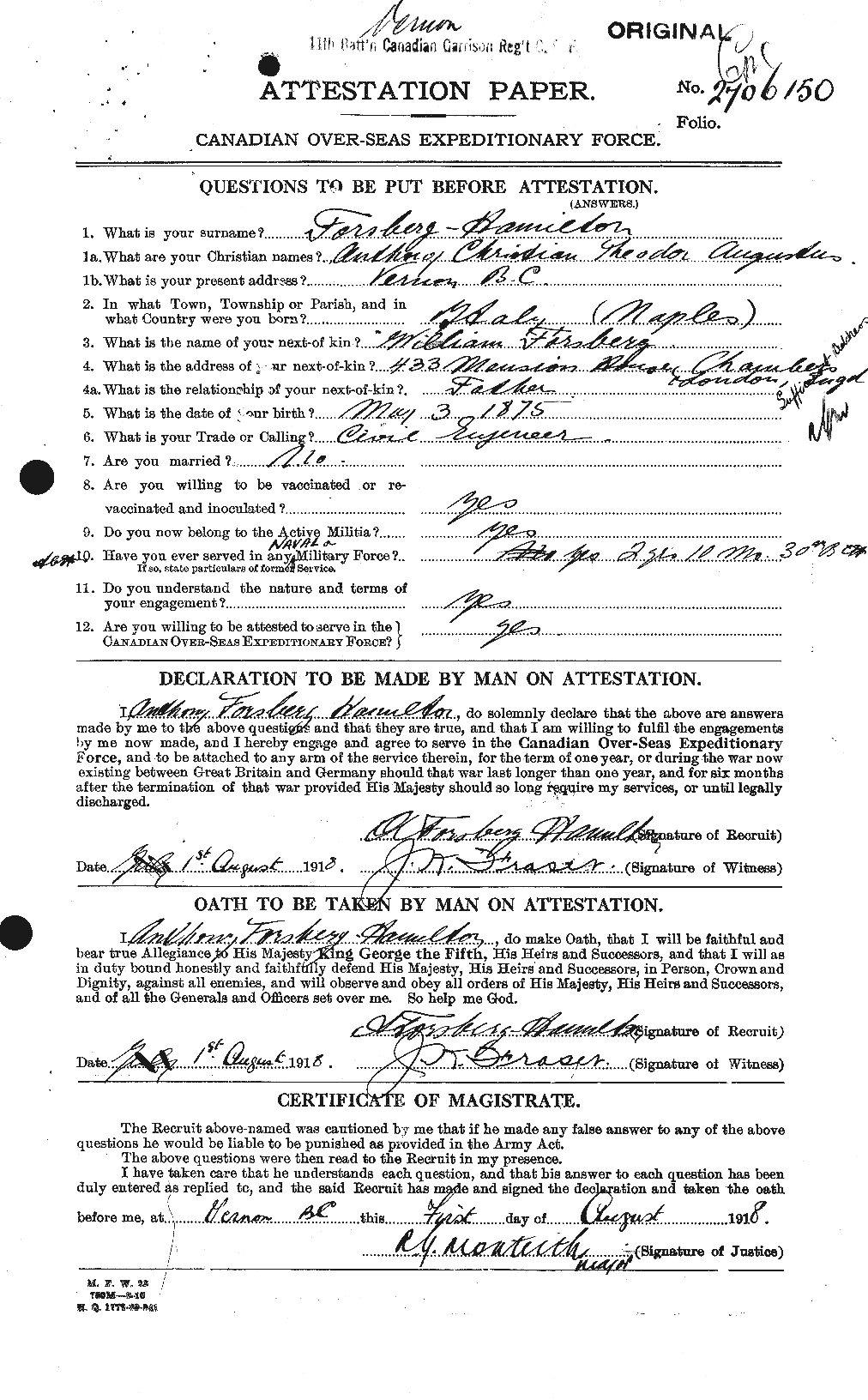 Personnel Records of the First World War - CEF 329636a