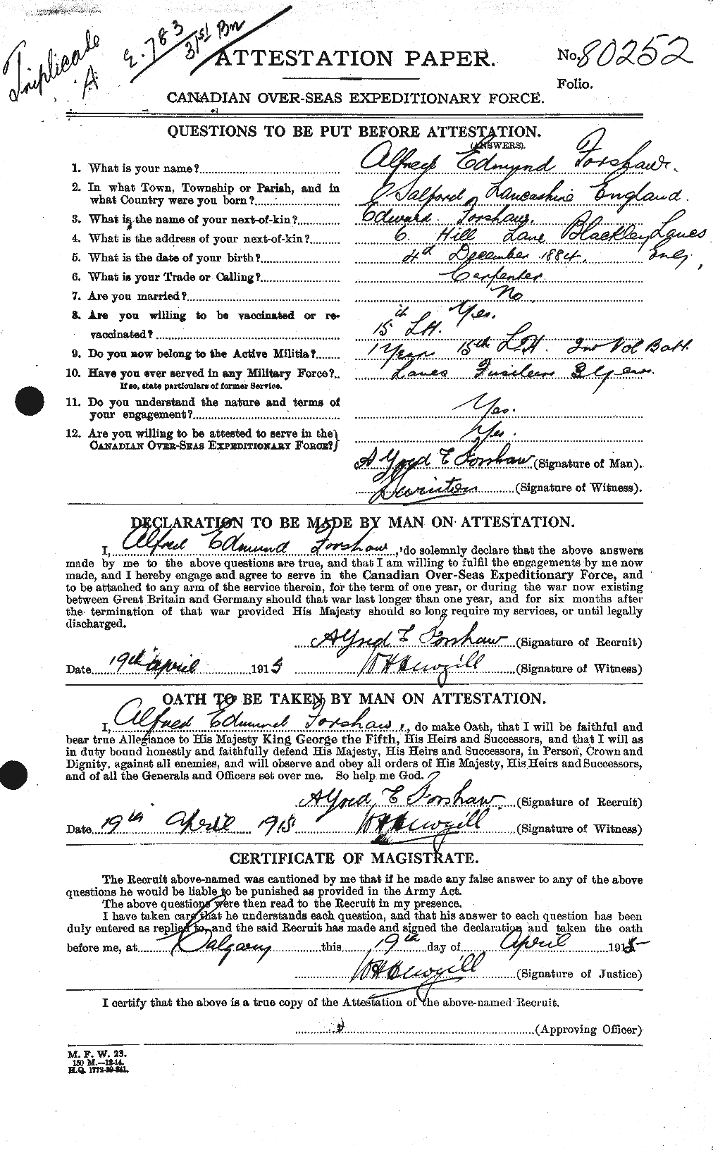 Personnel Records of the First World War - CEF 329660a