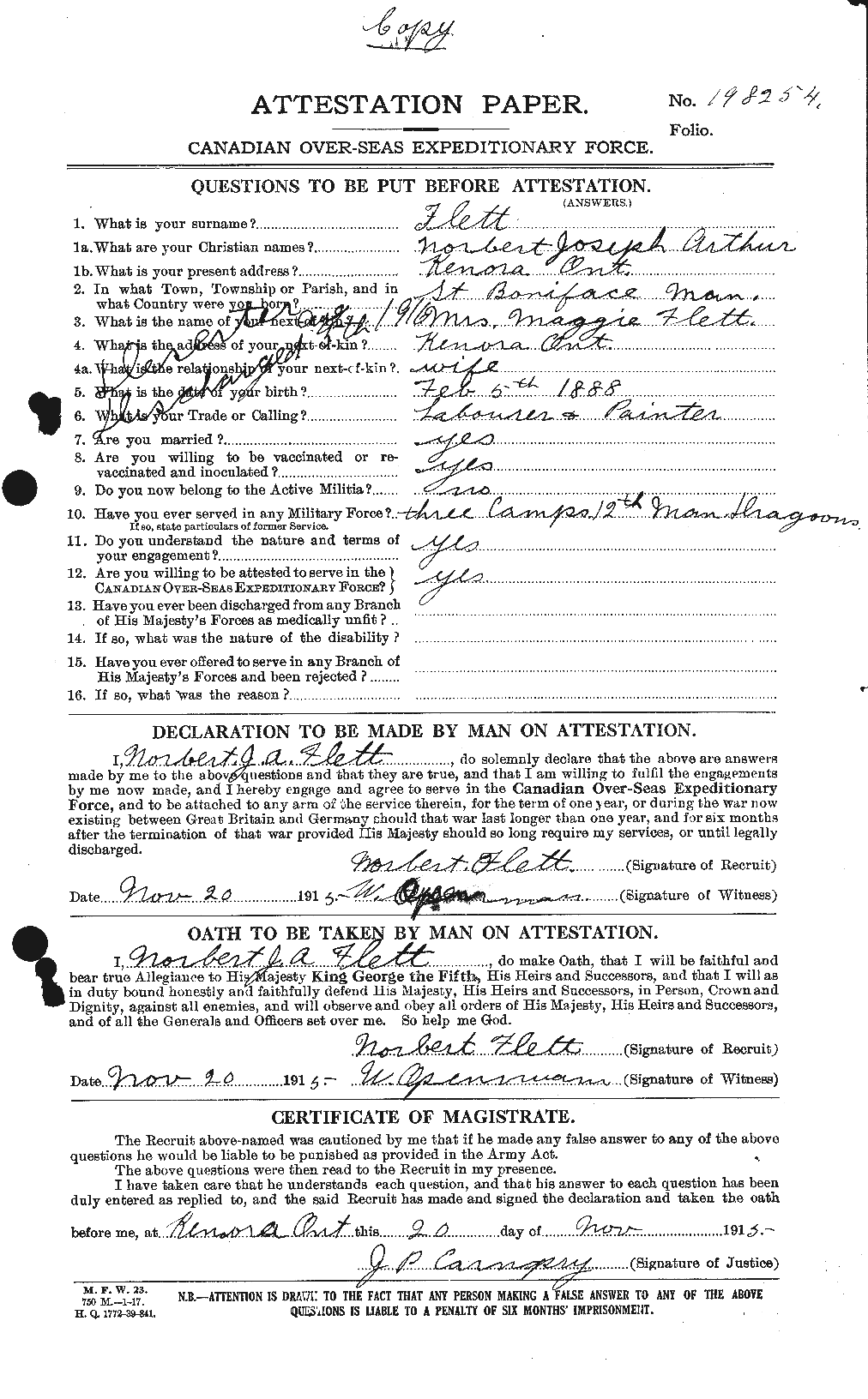 Personnel Records of the First World War - CEF 329798a