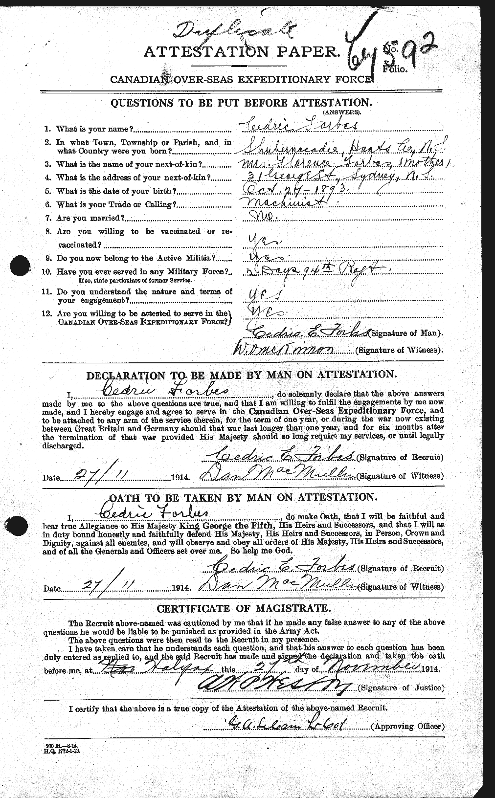 Personnel Records of the First World War - CEF 329939a