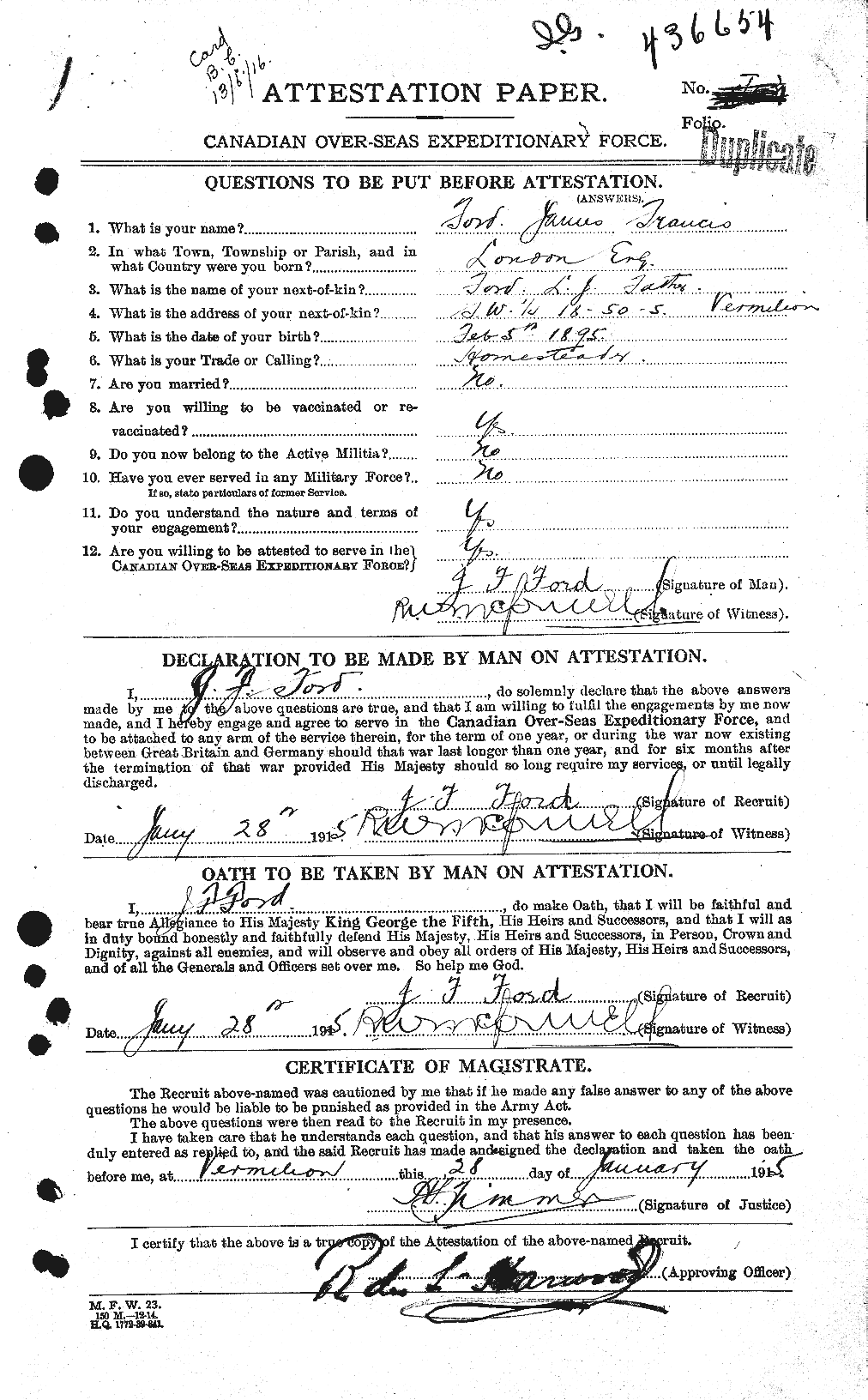 Personnel Records of the First World War - CEF 330054a