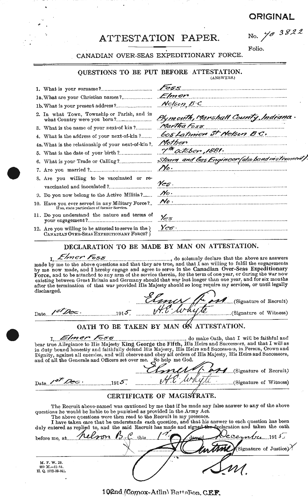 Personnel Records of the First World War - CEF 330388a