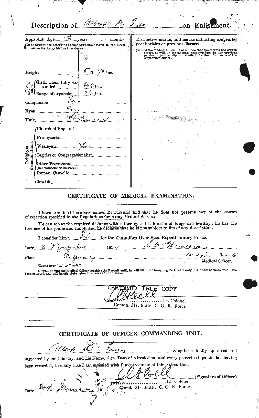 Dossiers du Personnel de la Première Guerre mondiale - CEC 330433b