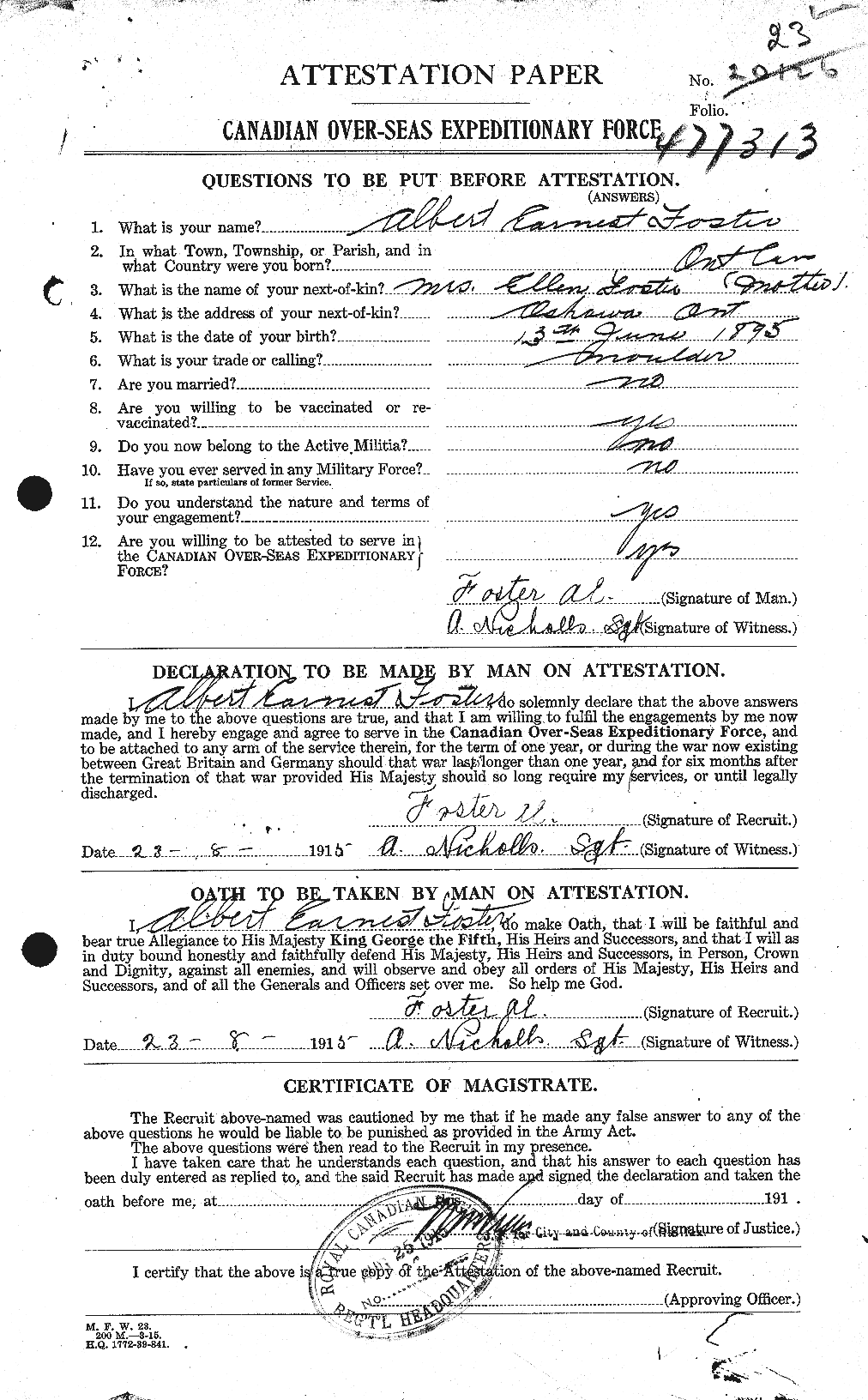 Personnel Records of the First World War - CEF 330434a