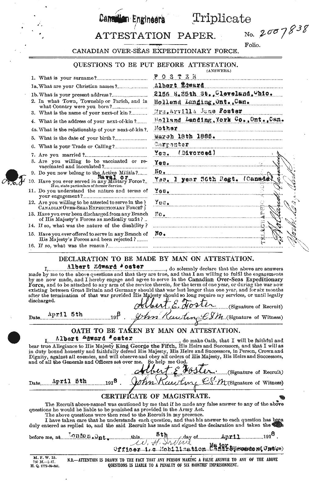 Personnel Records of the First World War - CEF 330436a