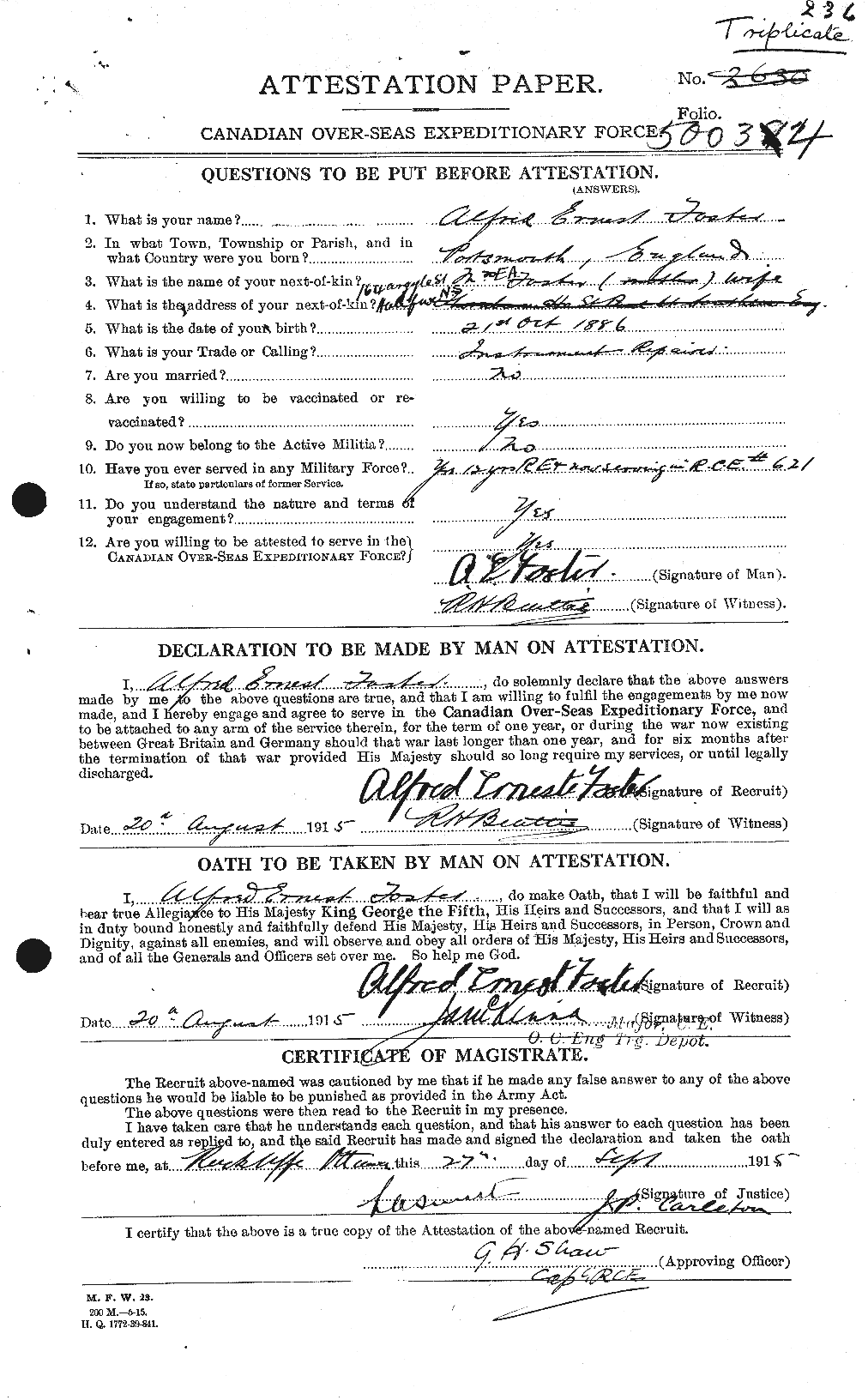 Personnel Records of the First World War - CEF 330447a