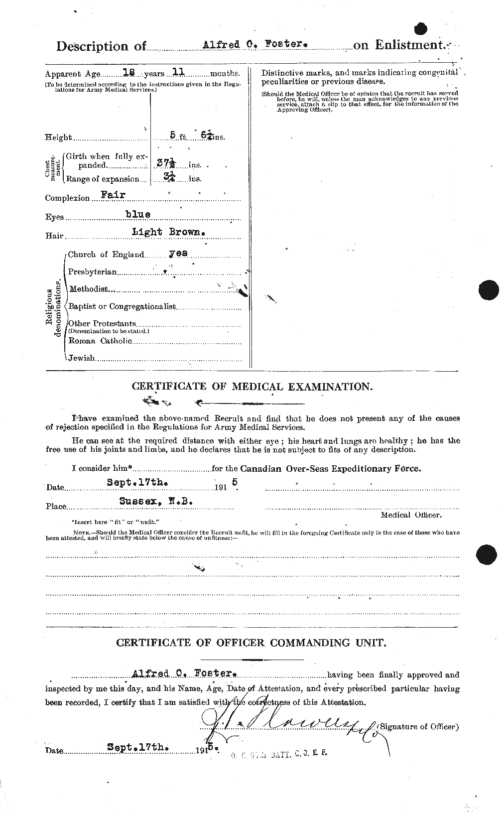 Dossiers du Personnel de la Première Guerre mondiale - CEC 330451b