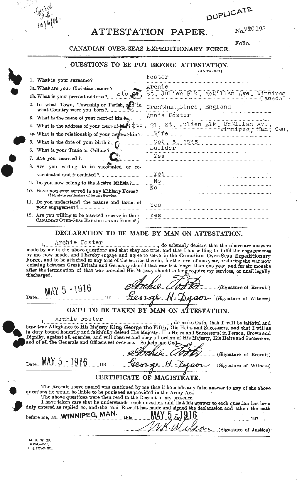 Personnel Records of the First World War - CEF 330461a