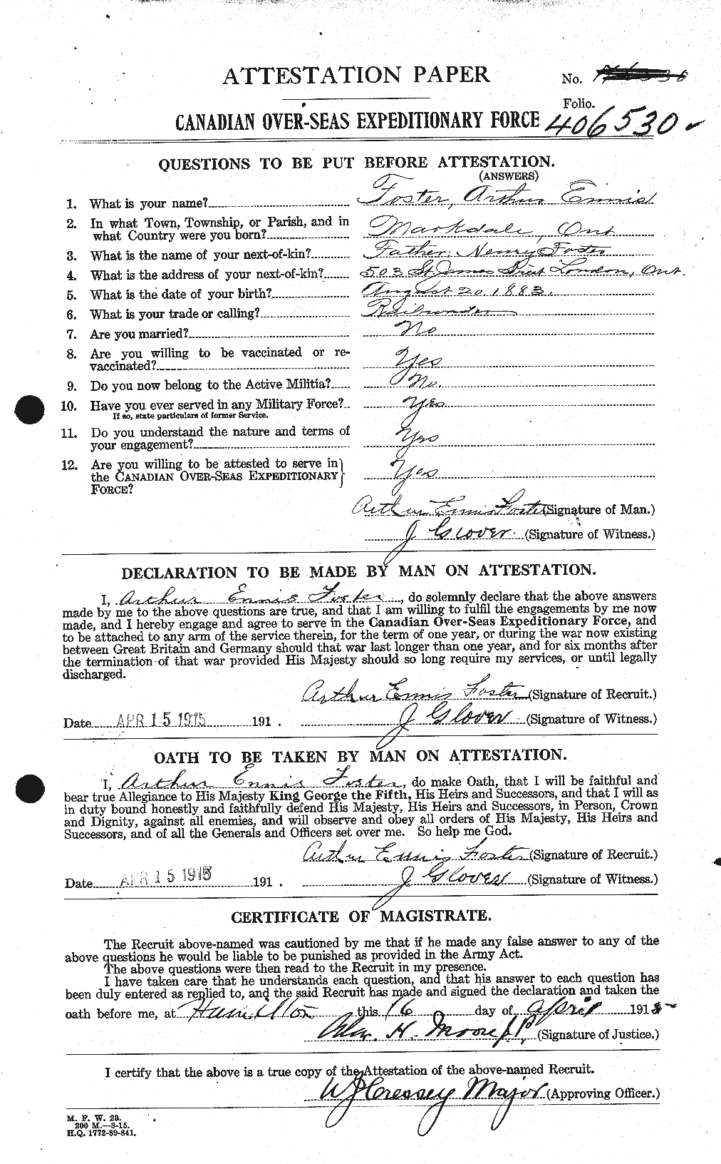 Personnel Records of the First World War - CEF 330470a