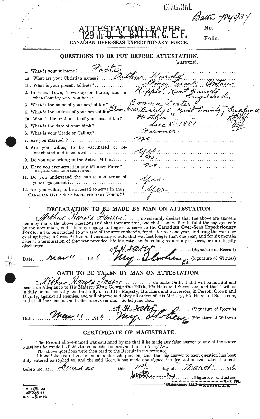 Personnel Records of the First World War - CEF 330473a