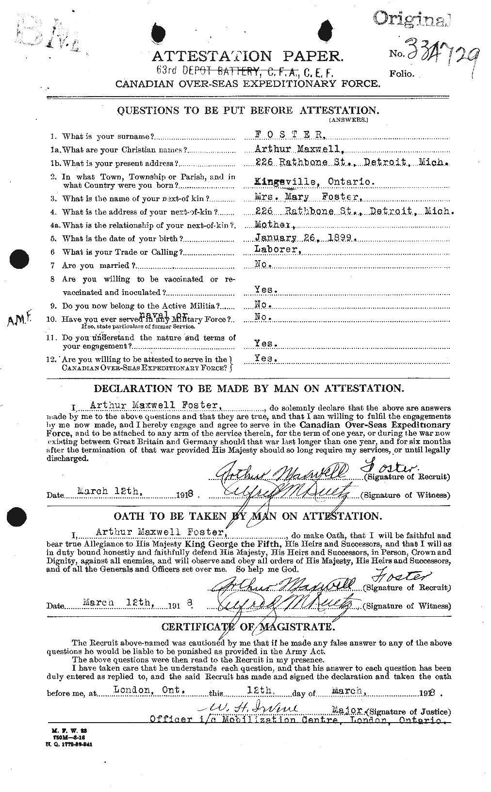 Personnel Records of the First World War - CEF 330477a