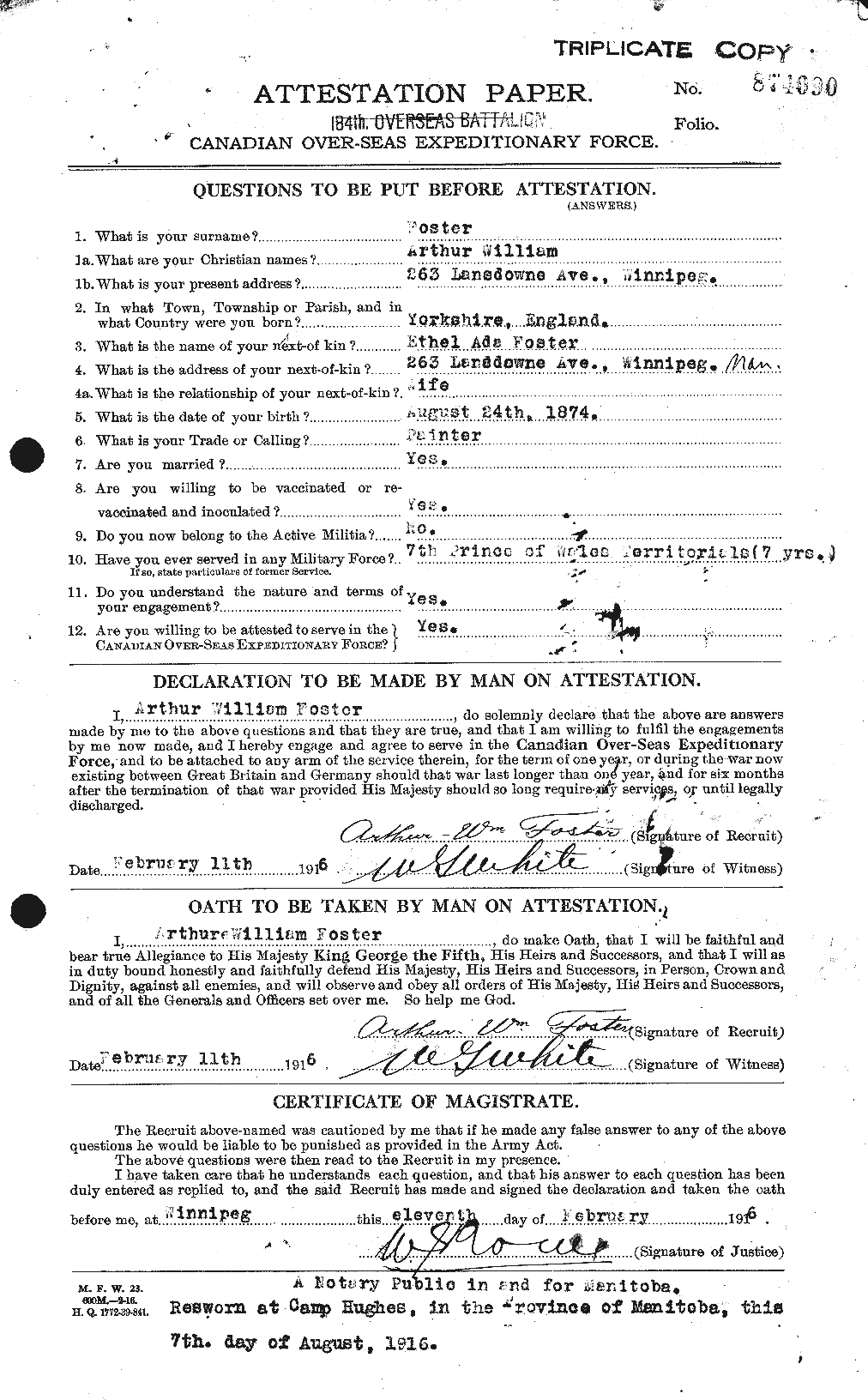 Personnel Records of the First World War - CEF 330480a