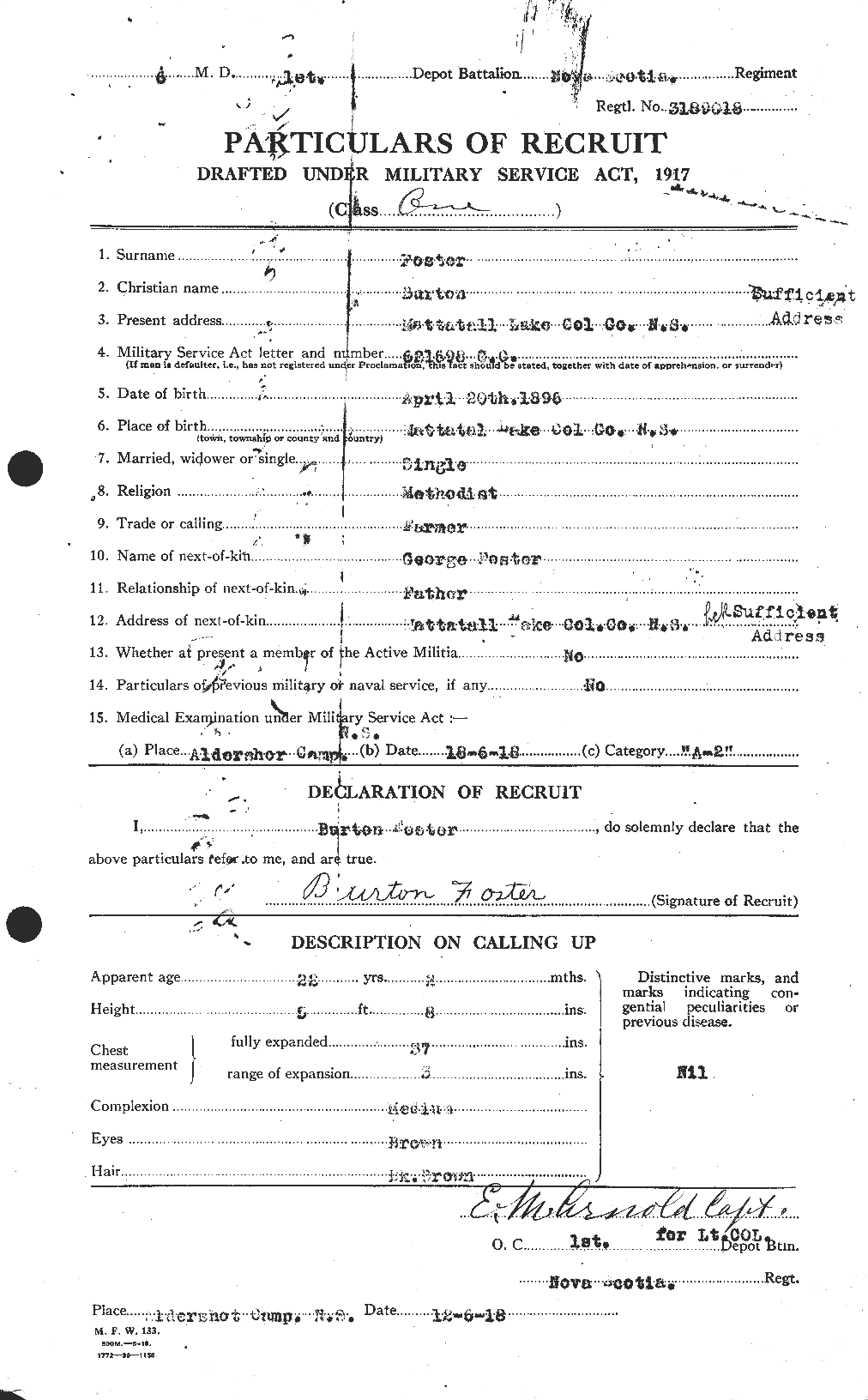 Dossiers du Personnel de la Première Guerre mondiale - CEC 330492a