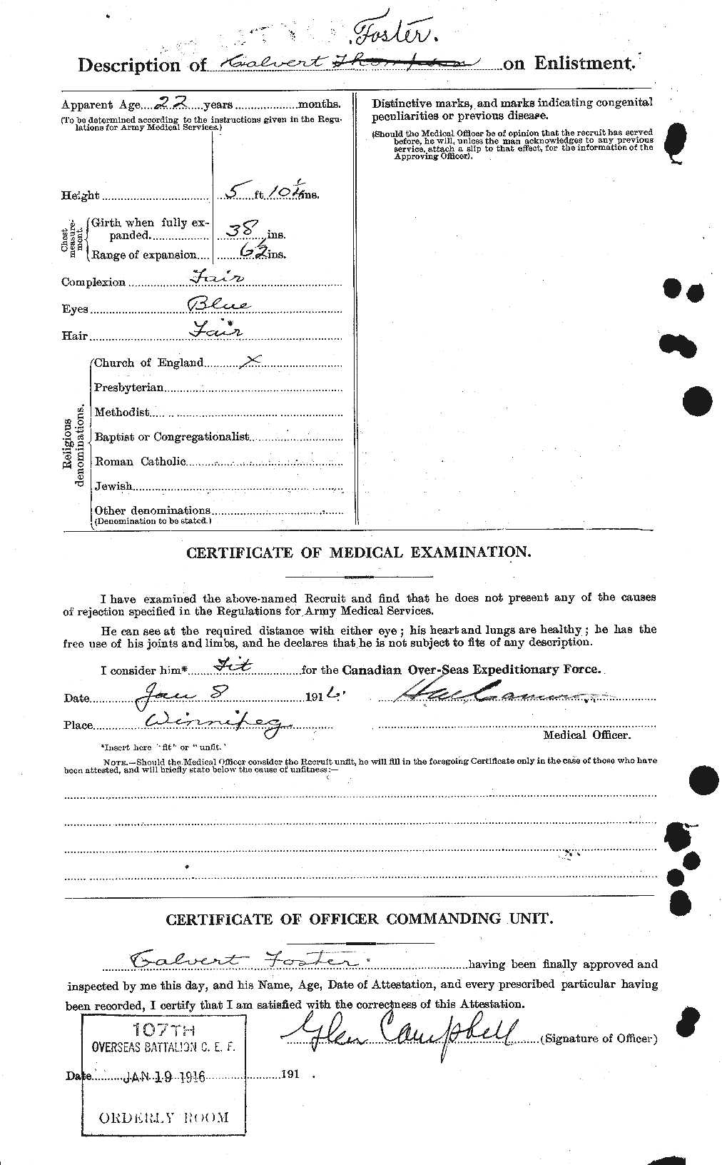Dossiers du Personnel de la Première Guerre mondiale - CEC 330493b