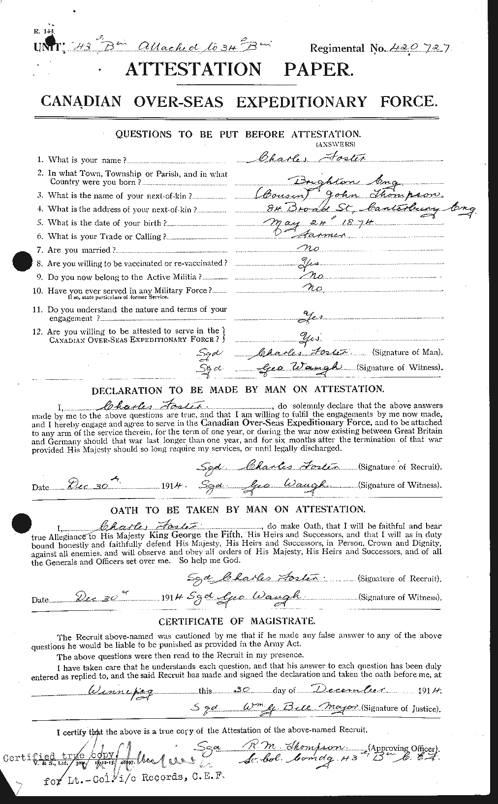 Personnel Records of the First World War - CEF 330499a