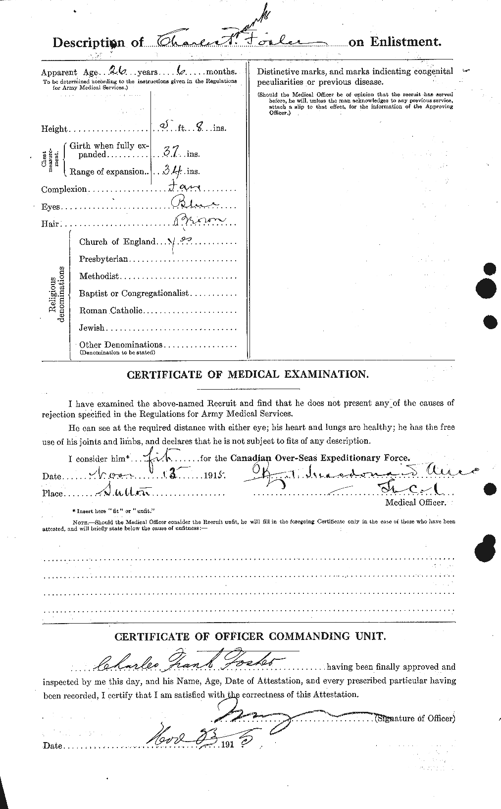 Dossiers du Personnel de la Première Guerre mondiale - CEC 330513b