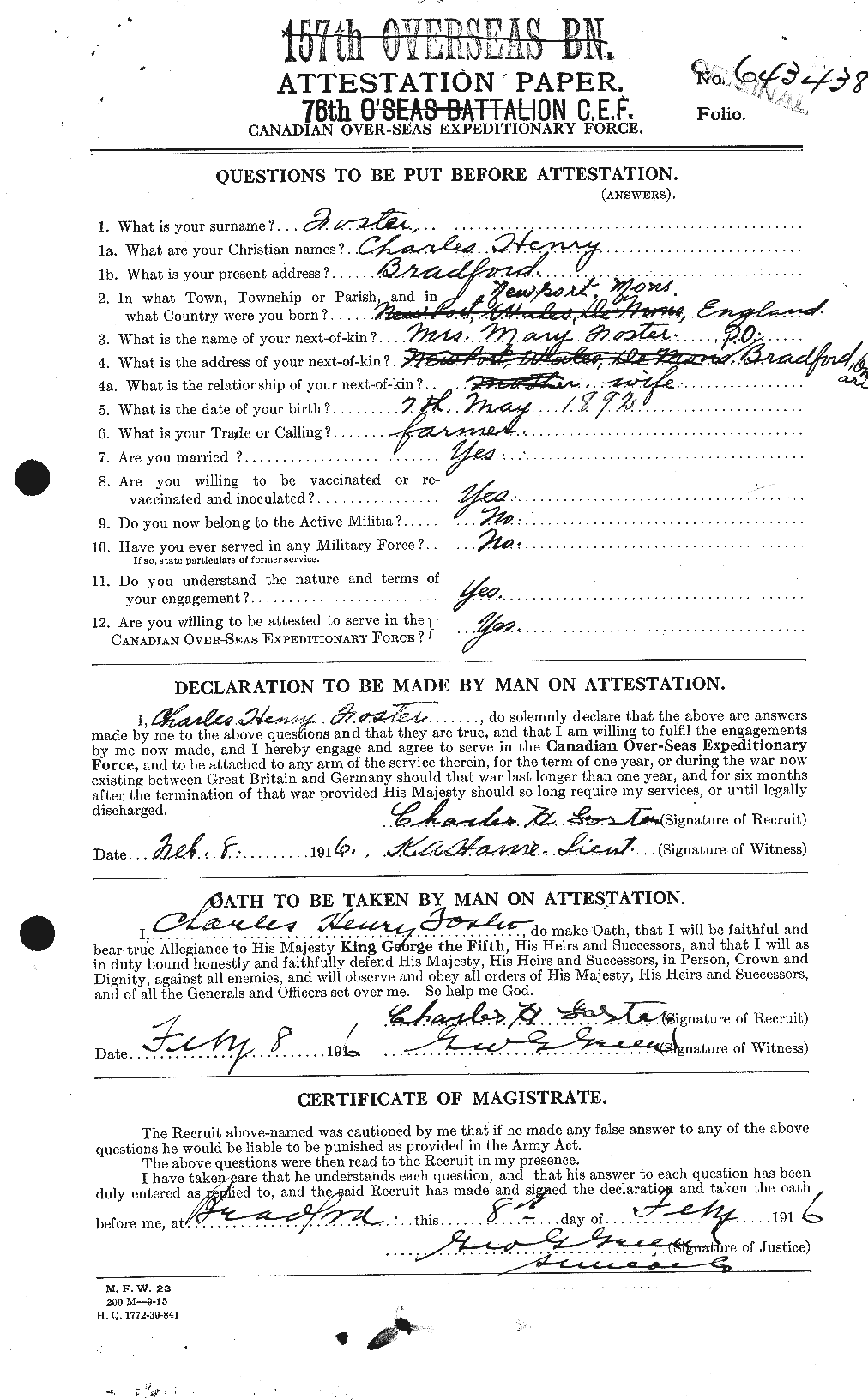 Personnel Records of the First World War - CEF 330519a