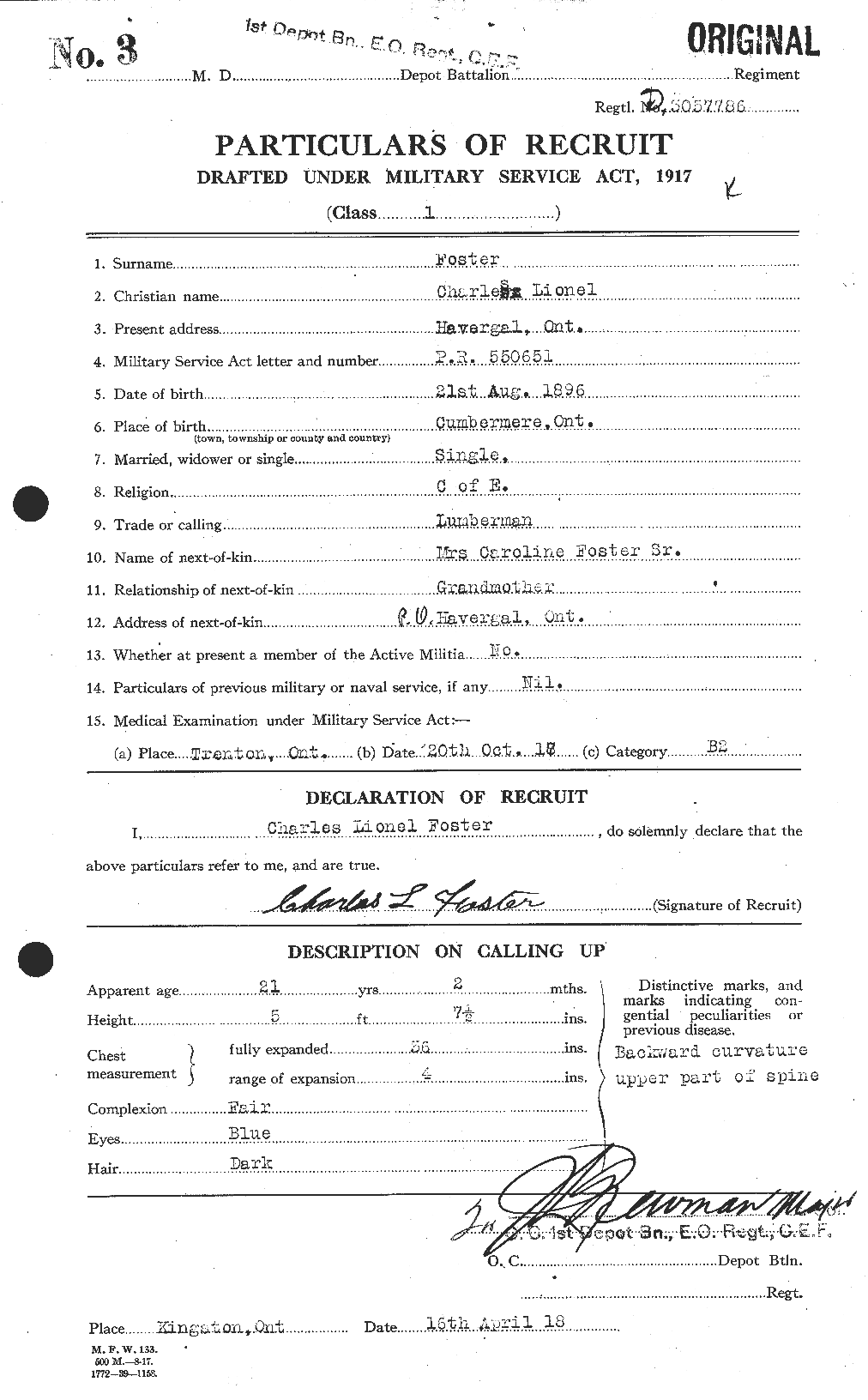 Personnel Records of the First World War - CEF 330523a