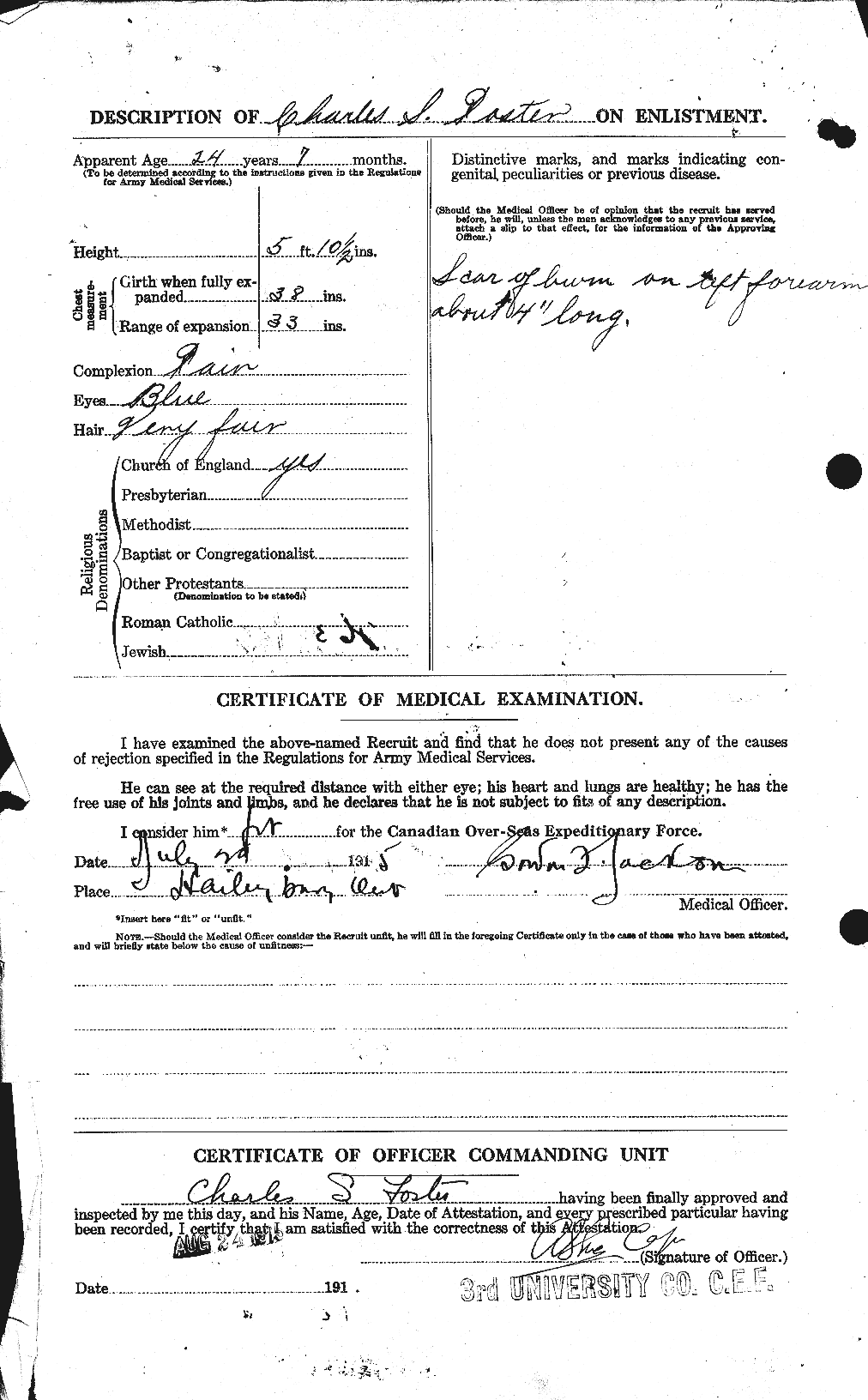 Dossiers du Personnel de la Première Guerre mondiale - CEC 330527b