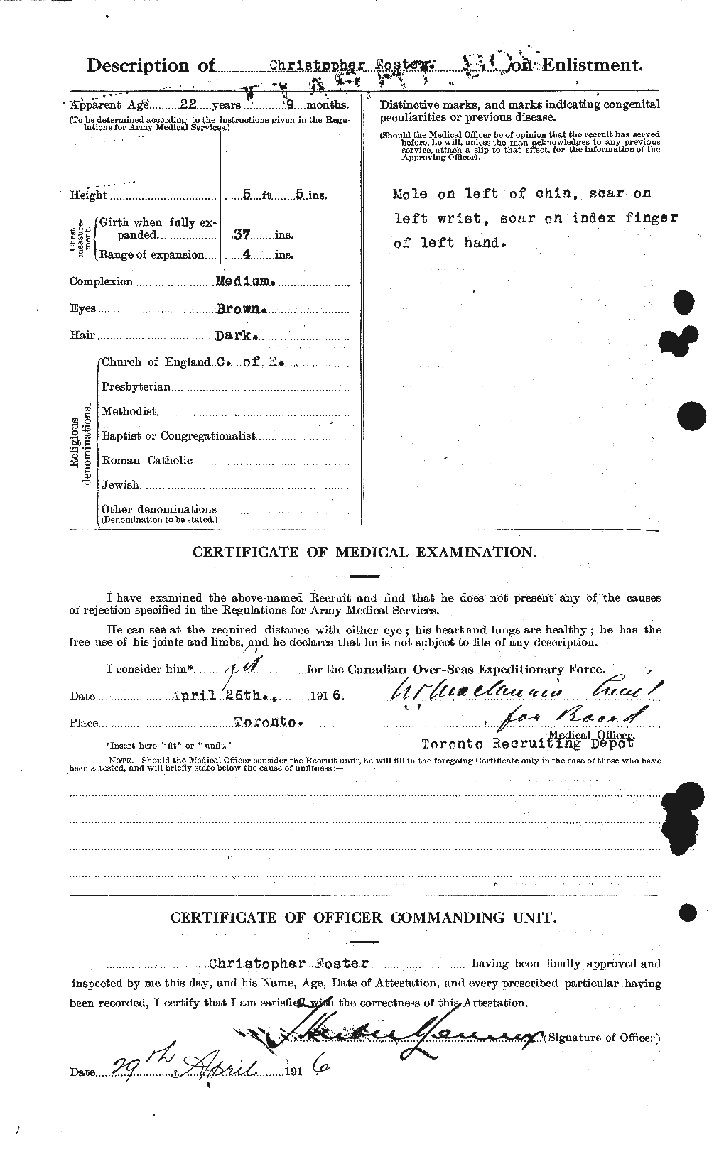 Dossiers du Personnel de la Première Guerre mondiale - CEC 330530b